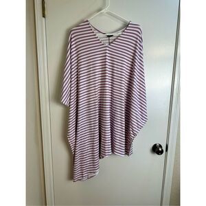 Yana K NWT size One Size asymmetrical V neck top - purple white poncho style